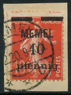 MEMEL 1920 Nr 19y gestempelt Briefst³ck 447716