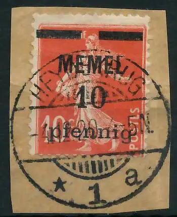 MEMEL 1920 Nr 19y zentrisch gestempelt Briefst³ck 447712