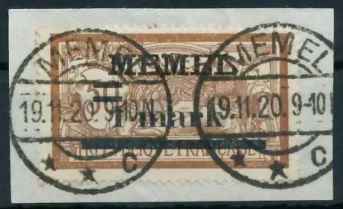 MEMEL 1920 Nr 26y zentrisch gestempelt Briefst³ck 4477C6