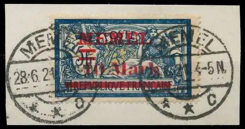 MEMEL 1921 Nr 38aI zentrisch gestempelt Briefst³ck gepr. 447A56