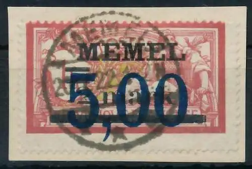 MEMEL 1922 Nr 51 zentrisch gestempelt Briefst³ck gepr. 447AFE