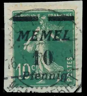 MEMEL 1922 Nr 54a zentrisch gestempelt Briefst³ck 447B4A