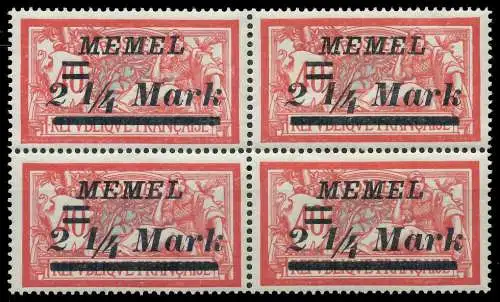 MEMEL 1922 Nr 89 postfrisch VIERERBLOCK 452DBA