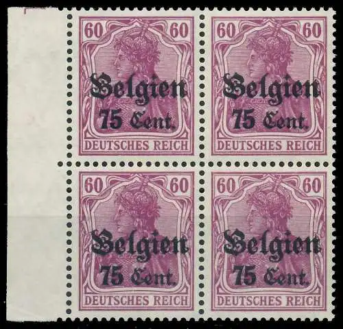 BES. 1WK LANDESPOST BELGIEN Nr 21a postfrisch VIERERBLO 45A902