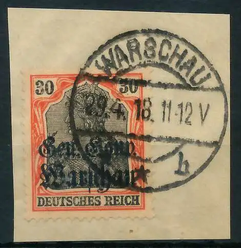 BES. 1WK D-POST IN POLEN Nr 14a zentrisch gestempelt Briefst³ck 462D7A