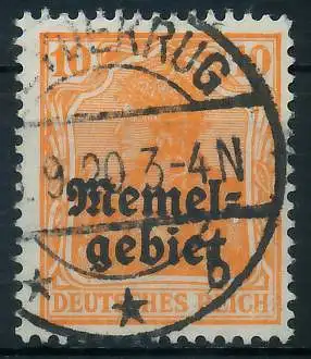 MEMEL 1920 GERMANIA Nr 14 zentrisch gestempelt 472ED6