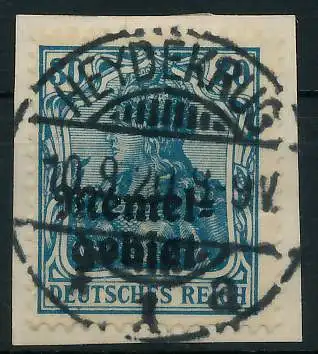 MEMEL 1920 GERMANIA Nr 15 zentrisch gestempelt Briefst³ck 472EE2