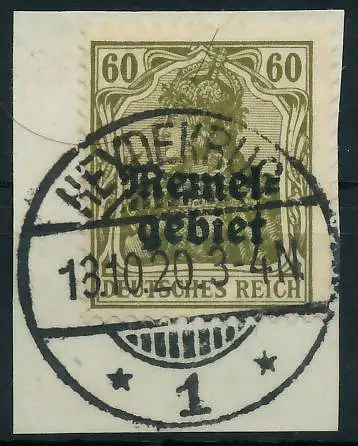 MEMEL 1920 GERMANIA Nr 16x zentrisch gestempelt Briefst³ck gepr. 472EF6