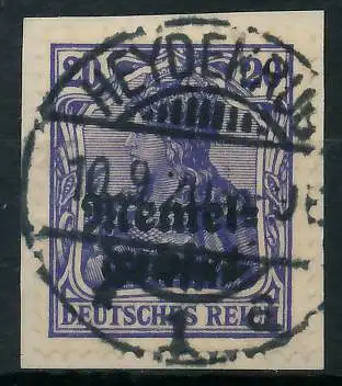 MEMEL 1920 GERMANIA Nr 4 zentrisch gestempelt Briefst³ck gepr. 472F7A
