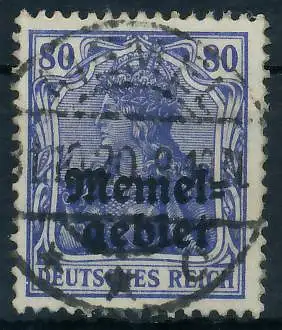 MEMEL 1920 GERMANIA Nr 17a zentrisch gestempelt gepr. 472F82