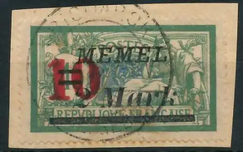 MEMEL 1923 Nr 121 zentrisch gestempelt Briefst³ck gepr. 47300A