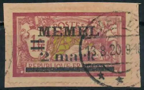 MEMEL 1920 Nr 28x gestempelt Briefst³ck gepr. 473016