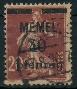MEMEL 1920 Nr 22a gestempelt gepr. 473086