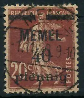 MEMEL 1920 Nr 22a gestempelt gepr. 4730A2
