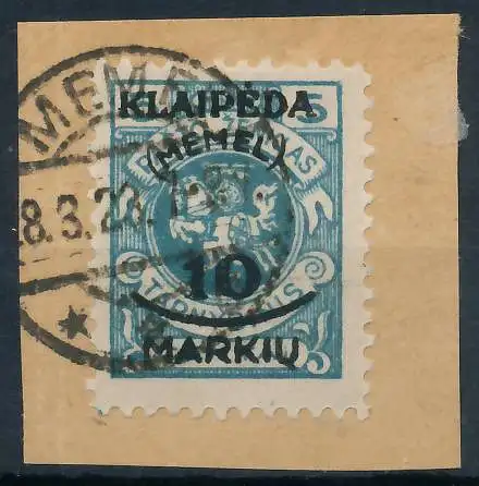 MEMEL 1923 Nr 124 zentrisch gestempelt Briefst³ck gepr. 4788B6