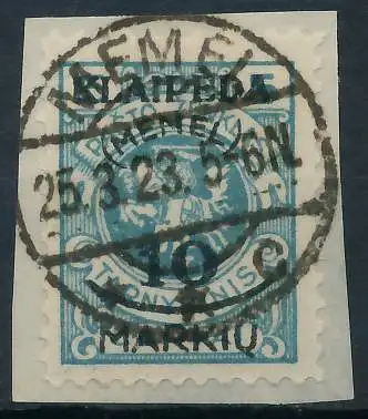 MEMEL 1923 Nr 124 zentrisch gestempelt Briefst³ck gepr. 4788BE