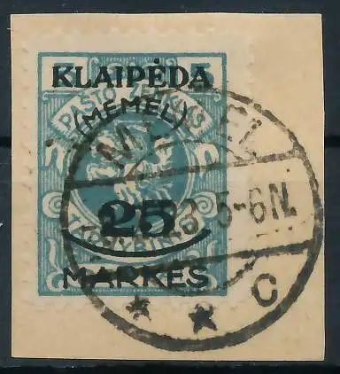 MEMEL 1923 Nr 125 zentrisch gestempelt Briefst³ck gepr. 4788DA