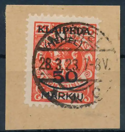 MEMEL 1923 Nr 126 zentrisch gestempelt Briefst³ck gepr. 4788E6