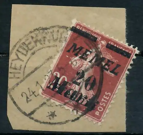 MEMEL 1922 Nr 109 zentrisch gestempelt Briefst³ck gepr. 478B02