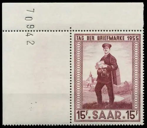 SAARLAND 1955 Nr 361 postfrisch ECKE-OLI 478D66