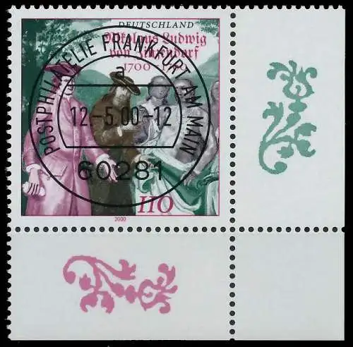 BRD BUND 2000 Nr 2115 zentrisch gestempelt ECKE-URE 4810FA