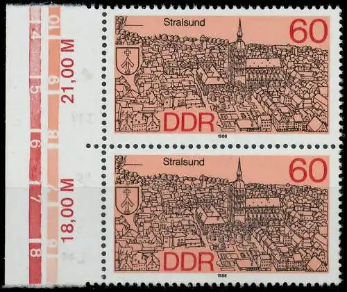 DDR 1988 Nr 3164I postfrisch SENKR PAAR ECKE-URE 4B95FA