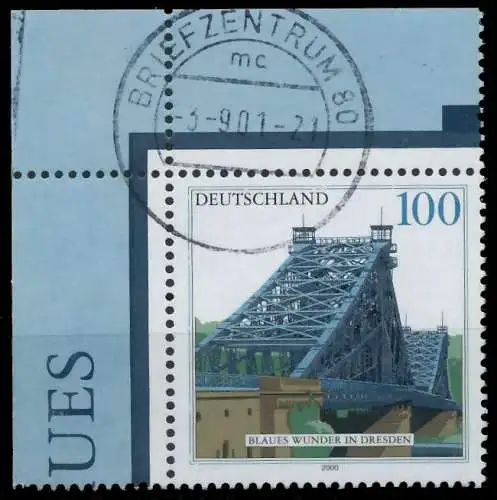 BRD BUND 2000 Nr 2109 zentrisch gestempelt ECKE-OLI 52BD22