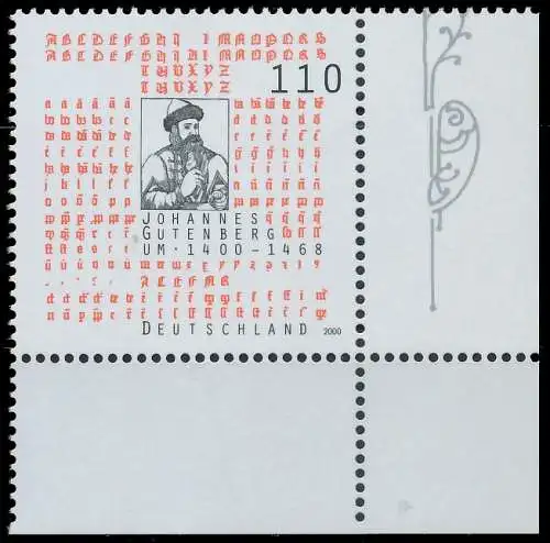 BRD BUND 2000 Nr 2098 postfrisch ECKE-URE 52BF42