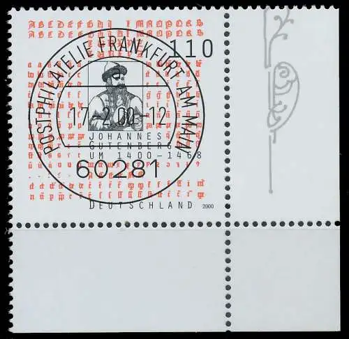 BRD BUND 2000 Nr 2098 zentrisch gestempelt ECKE-URE 52BF4E