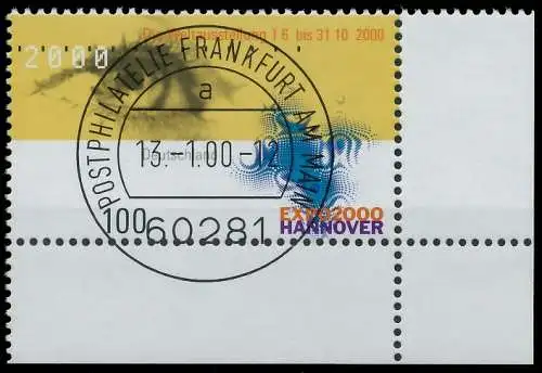 BRD BUND 2000 Nr 2089 zentrisch gestempelt ECKE-URE 55265E