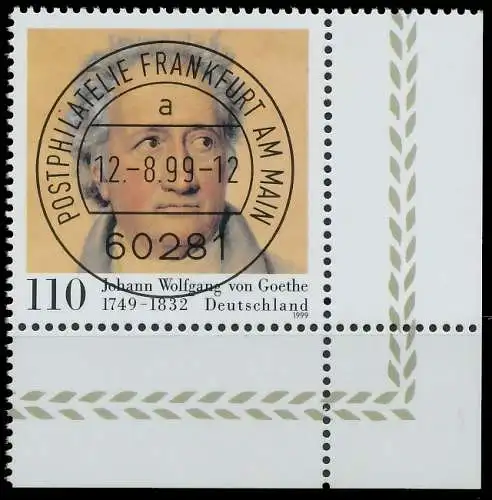 BRD BUND 1999 Nr 2073 zentrisch gestempelt ECKE-URE 55276E