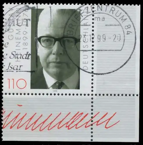 BRD BUND 1999 Nr 2067 gestempelt ECKE-URE 5527B2