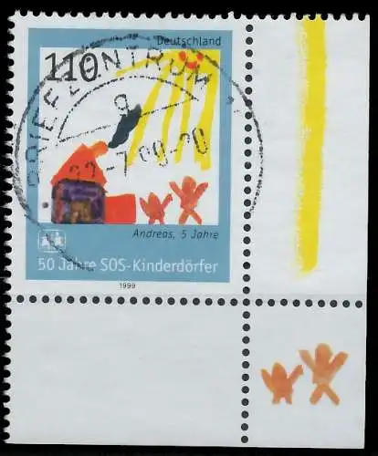 BRD BUND 1999 Nr 2062 zentrisch gestempelt ECKE-URE 55278A