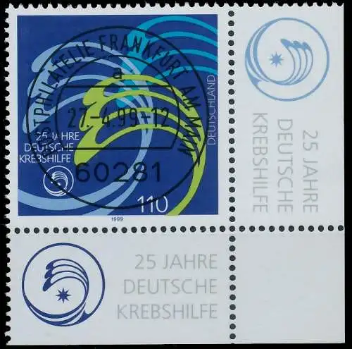 BRD BUND 1999 Nr 2044 zentrisch gestempelt ECKE-URE 5528D2