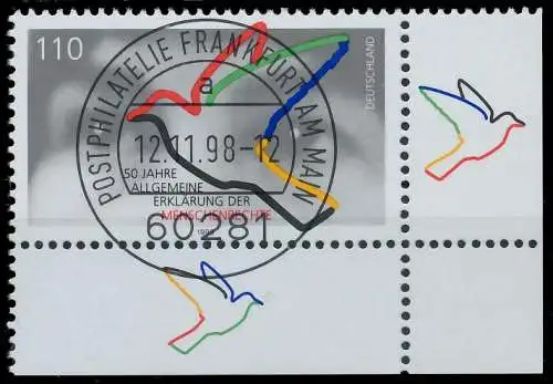 BRD BUND 1998 Nr 2026 zentrisch gestempelt ECKE-URE 552A96
