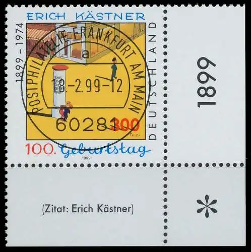 BRD BUND 1999 Nr 2035 zentrisch gestempelt ECKE-URE 552AEA
