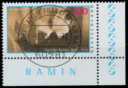 BRD BUND 1998 Nr 2020 zentrisch gestempelt ECKE-URE 552B52