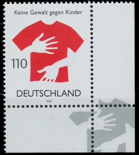 BRD BUND 1998 Nr 2013 postfrisch ECKE-URE 552BCE