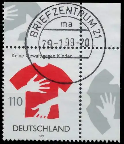 BRD BUND 1998 Nr 2013 zentrisch gestempelt ECKE-ORE 552BEE