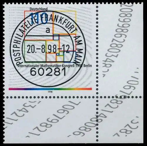 BRD BUND 1998 Nr 2005 zentrisch gestempelt ECKE-URE 552C82