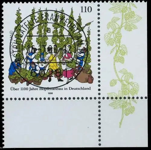 BRD BUND 1998 Nr 1999 zentrisch gestempelt ECKE-URE 557CB6