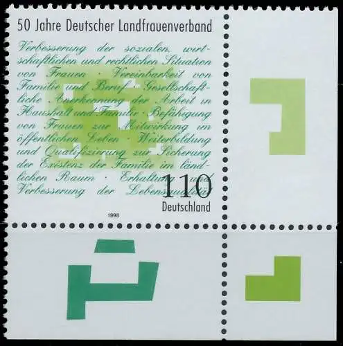 BRD BUND 1998 Nr 1988 postfrisch ECKE-URE 557CDA