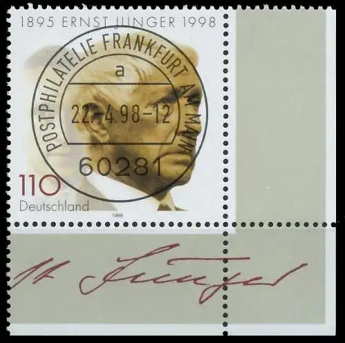 BRD BUND 1998 Nr 1984 zentrisch gestempelt ECKE-URE 557D36