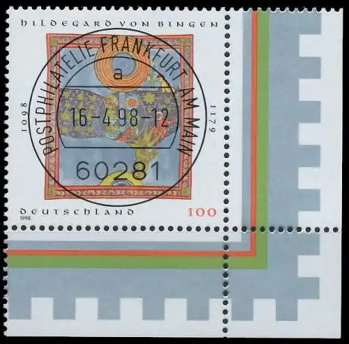BRD BUND 1998 Nr 1981 zentrisch gestempelt ECKE-URE 557E36