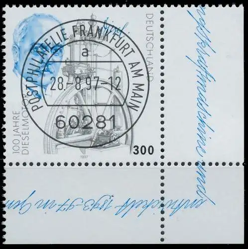 BRD BUND 1997 Nr 1942 zentrisch gestempelt ECKE-URE 558096