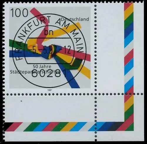 BRD BUND 1997 Nr 1917 zentrisch gestempelt ECKE-URE 5581FA