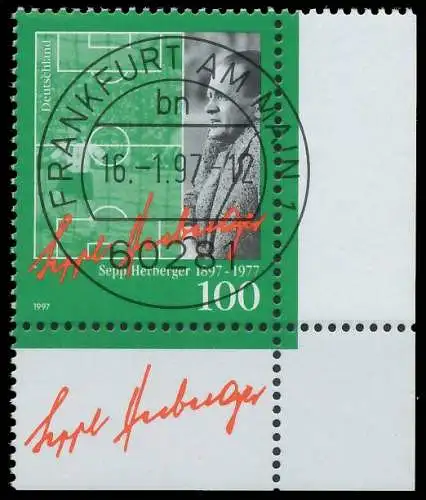 BRD BUND 1997 Nr 1896 zentrisch gestempelt ECKE-URE 565D76