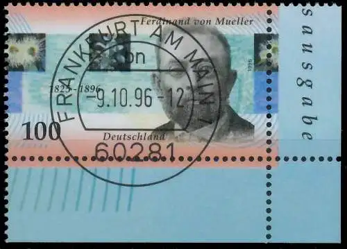 BRD BUND 1996 Nr 1889 zentrisch gestempelt ECKE-URE 565DFE