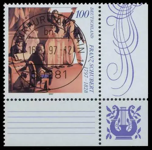 BRD BUND 1997 Nr 1895 zentrisch gestempelt ECKE-URE 565E62