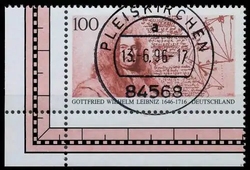 BRD BUND 1996 Nr 1865 zentrisch gestempelt ECKE-ULI 56616A